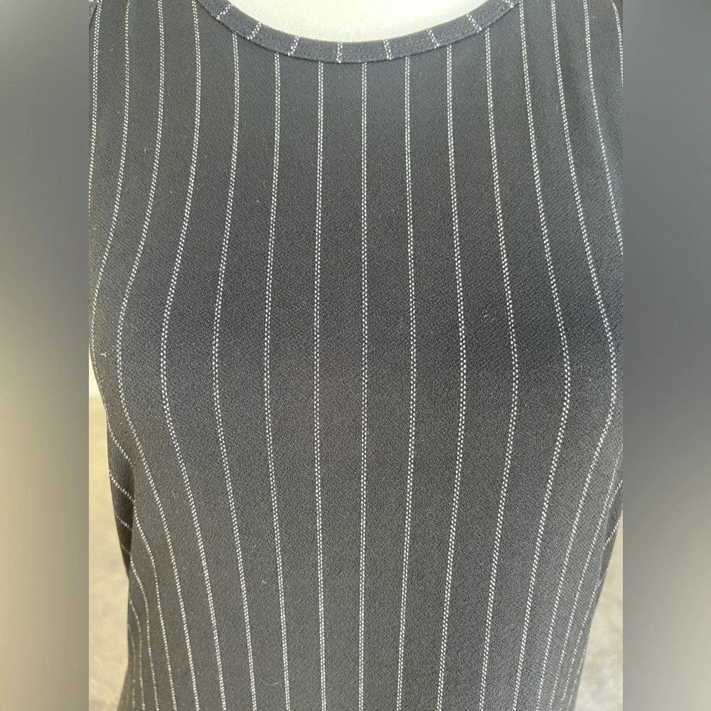 BANANA republic twist racer back dress, side slit, black pin stripe, small - Picture 4 of 11